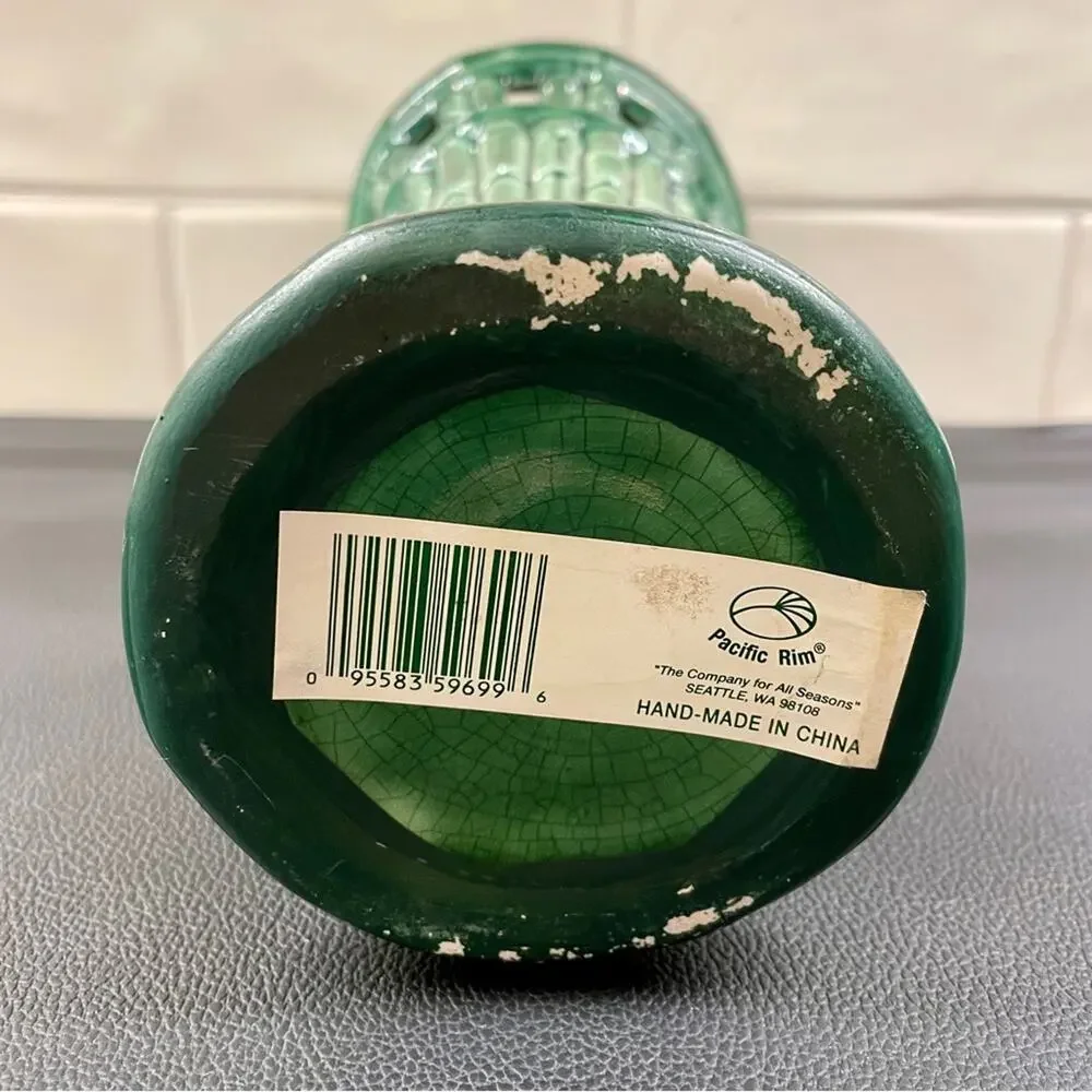 Ceramic Crackle Glaze Green Bamboo Majolica Vase